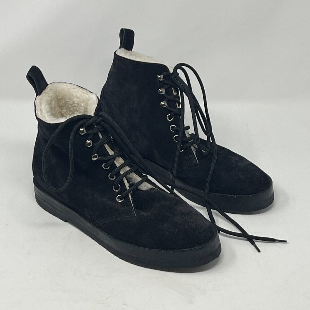Jenni Kayne Canyon Shearling Ankle Boots winter suede black 37 women